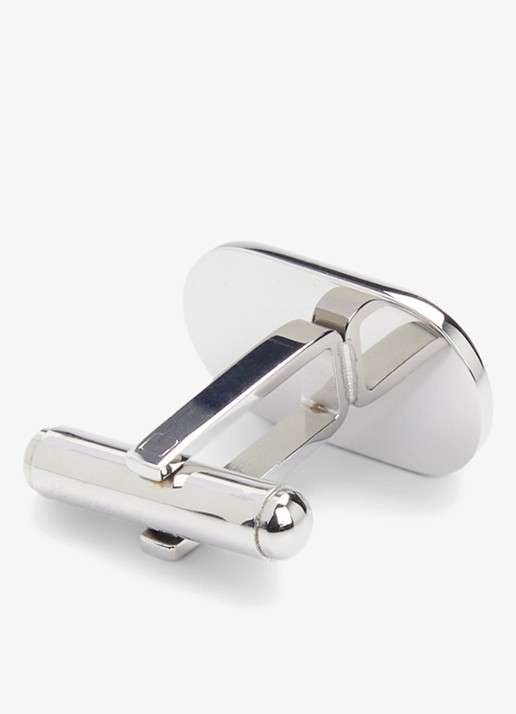 HUGO E-Classic manchetknopen met logo - achterkant 4 zilver
