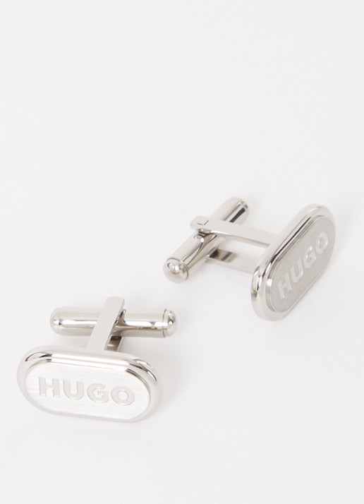 HUGO E-Classic manchetknopen met logo - detail 3 zilver