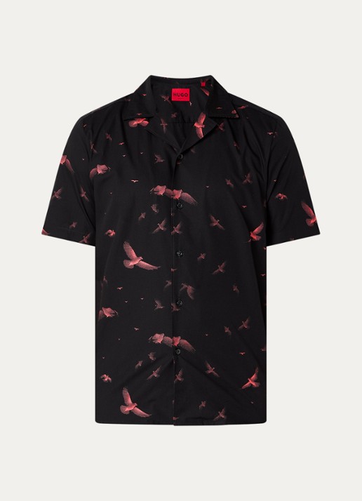 HUGO Ellino regular fit overhemd met print - voorkant 2 zwart