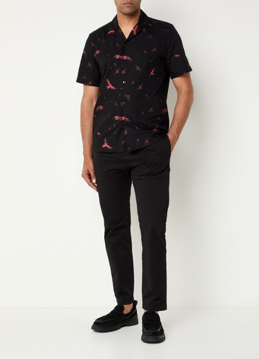HUGO Ellino regular fit overhemd met print - voorkant 3 zwart