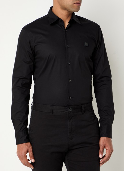 HUGO Ermo regular fit overhemd met logo - detail 9 zwart