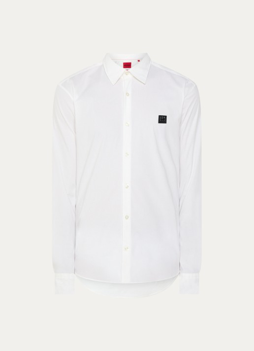 HUGO Ermo regular fit overhemd met logo - voorkant 2 wit