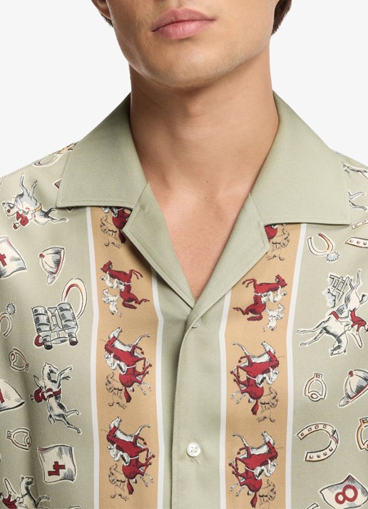 HUGO Espino oversized fit overhemd met grafische print - detail 5 light/pastel green-337 / groen
