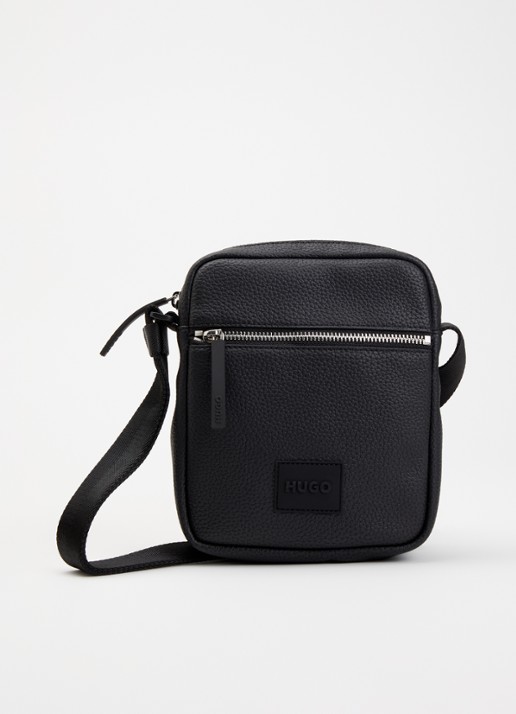 HUGO Ethon crossbodytas met logo en verstelbare schouderriem - voorkant 2 black-001 / zwart