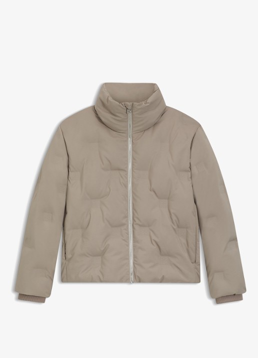 HUGO Farinella-3 puffer jack van waterafstotend materiaal  - voorkant beige