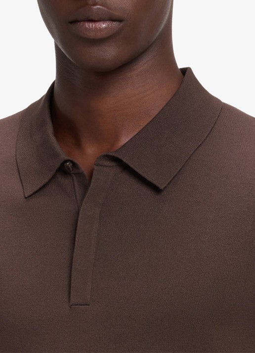 HUGO Fijngebreide polo met logo - detail 2 bruin