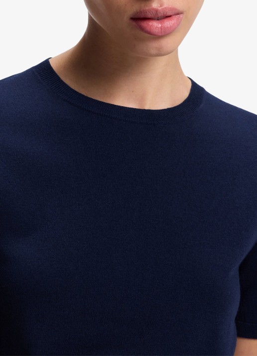 HUGO Fijngebreide trui in wolblend - detail 5 donkerblauw
