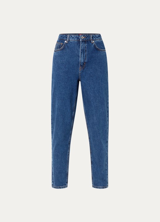 HUGO Garlene high waist cropped straight leg jeans met donkere wassing - voorkant 2 indigo