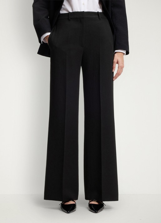 HUGO Hasmina high waist wide fit pantalon met textuur