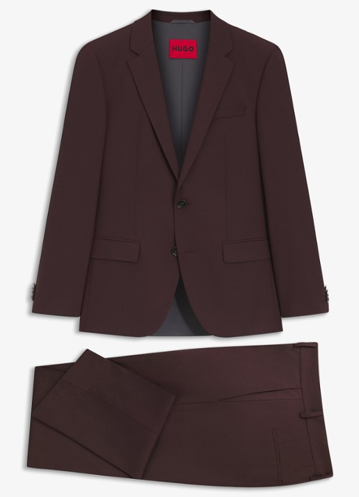 HUGO Henry/Getlin232X slim fit 2-delig pak in wolblend - voorkant open brown-249
