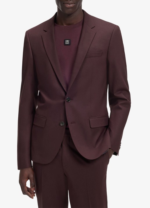HUGO Henry/Getlin232X slim fit 2-delig pak in wolblend - voorkant 2 open brown-249
