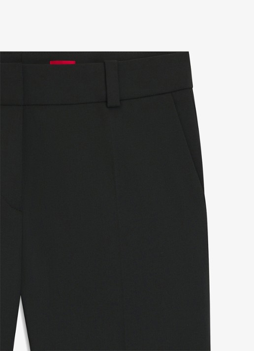 HUGO Hetana mid waist slim fit pantalon in wolblend met steekzakken - detail 6 zwart