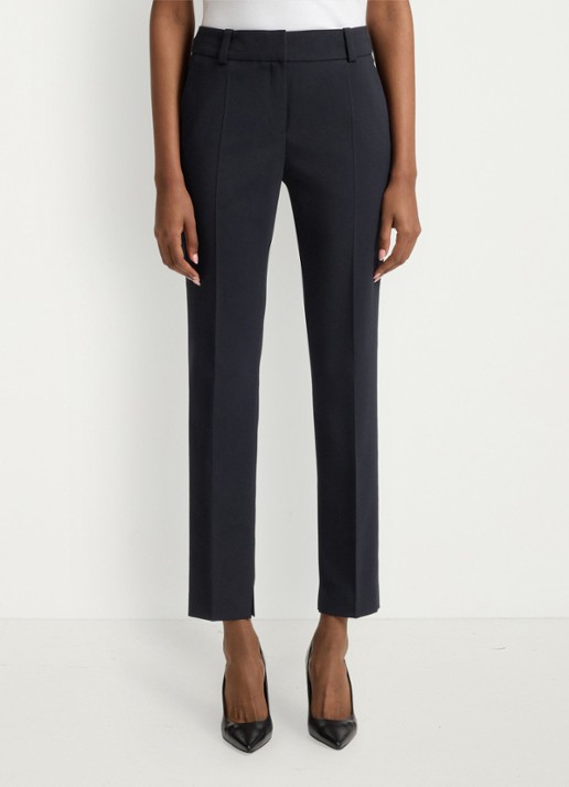 HUGO Hetana mid waist slim fit pantalon in wolblend met steekzakken - achterkant 4 donkerblauw