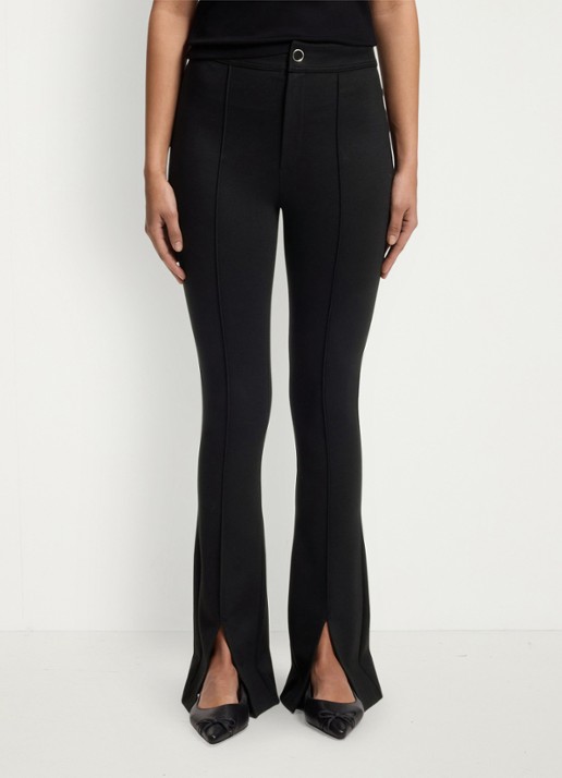 HUGO High waist flared fit pantalon met steekzakken - detail 3 zwart