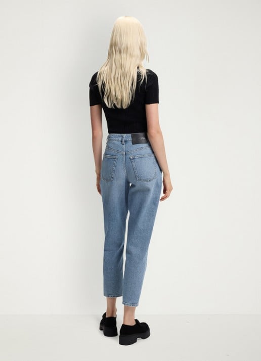 HUGO High waist mom jeans met lichte wassing - achterkant lichtblauw