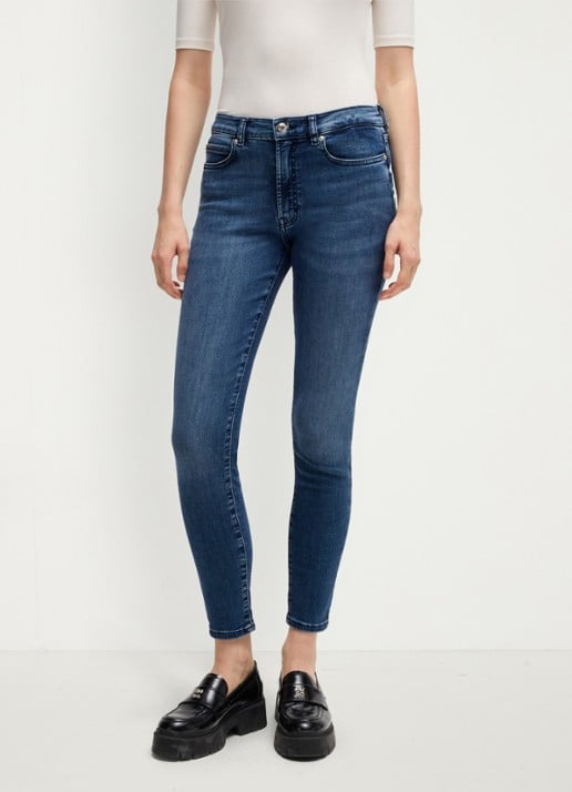 HUGO High waist skinny cropped jeans met medium wassing