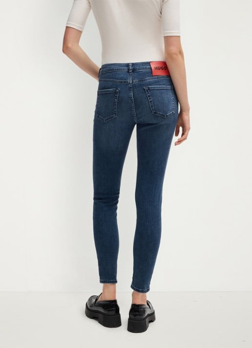 HUGO High waist skinny cropped jeans met medium wassing - detail 4 indigo