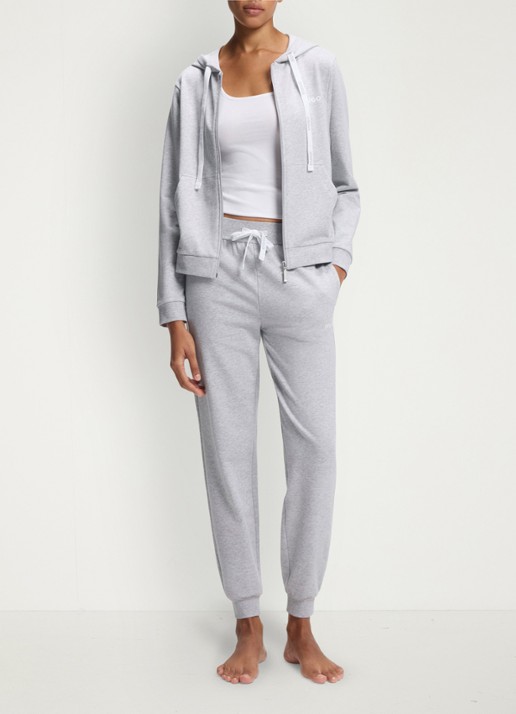 HUGO High waist tapered fit joggingbroek met logo - voorkant 2 grijs