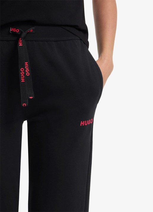HUGO High waist tapered fit joggingbroek met logo - detail 2 zwart