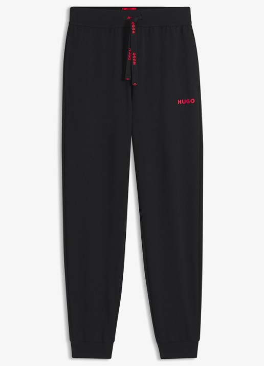 HUGO High waist tapered fit joggingbroek met logo - voorkant 3 zwart