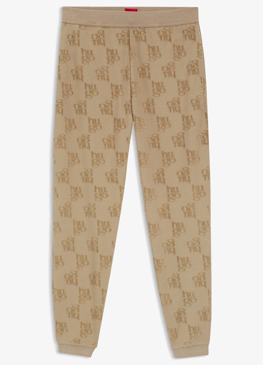 HUGO High waist tapered fit joggingbroek met logoborduring - voorkant 4 light /pastel brown-232 / bruin