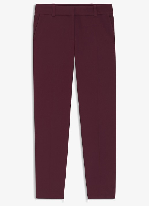 HUGO High waist tapered fit pantalon met logo - voorkant bordeauxrood