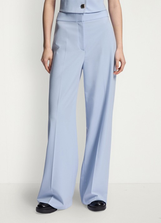 HUGO High waist wide fit pantalon met paspelzak