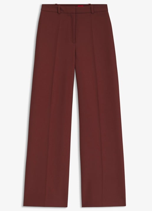 HUGO High waist wide fit pantalon met steekzakken
