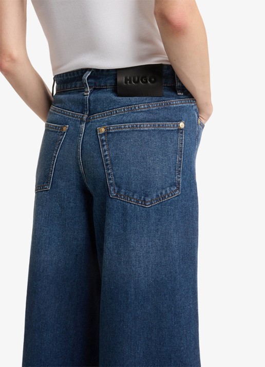 HUGO High waist wide leg jeans met steekzakken - detail 3 indigo