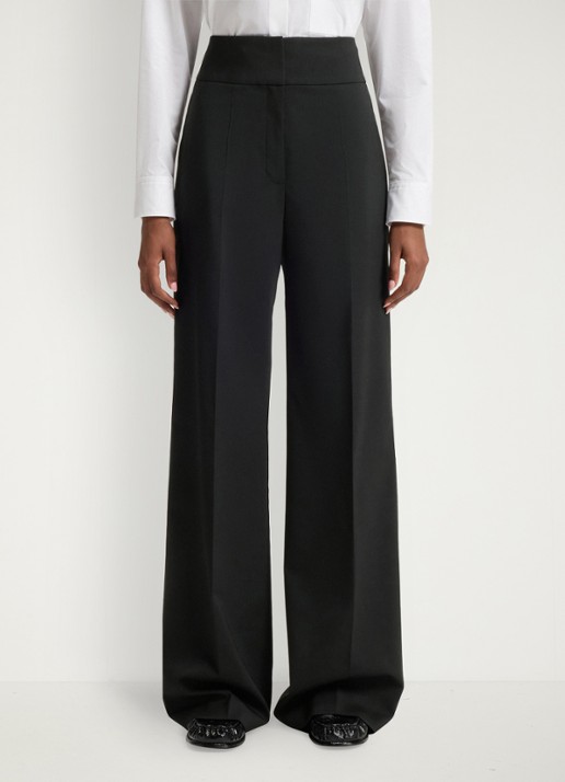 HUGO Himia high waist straight fit pantalon in wolblend met steekzakken
