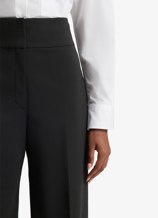 HUGO Himia high waist straight fit pantalon in wolblend met steekzakken - detail 6 zwart