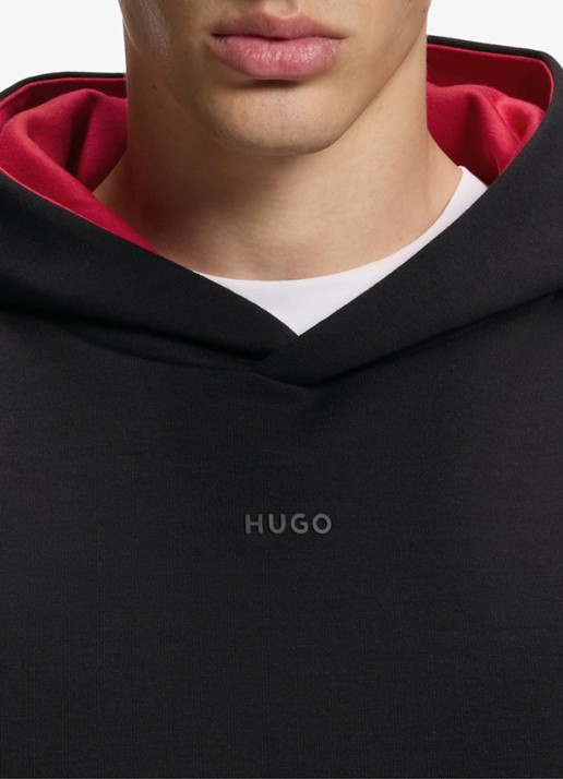 HUGO Hoodie met capuchon en logo - detail 5 black-001