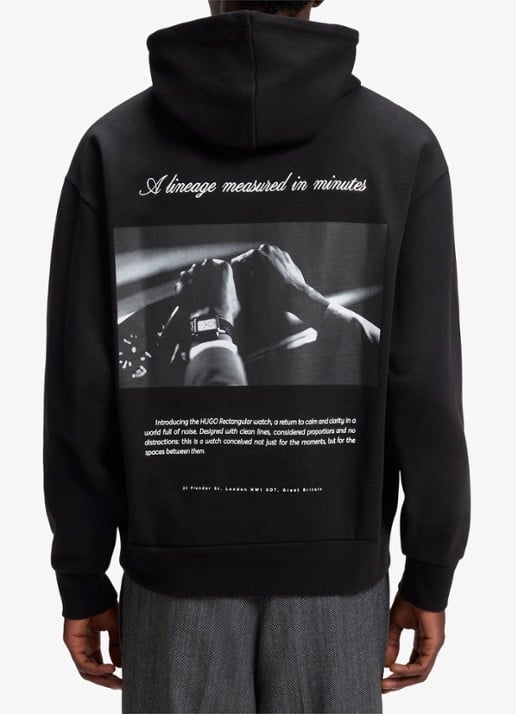HUGO Hoodie met logo- en backprint  - detail 2 zwart