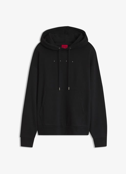 HUGO Hoodie met logo- en backprint  - voorkant 4 zwart