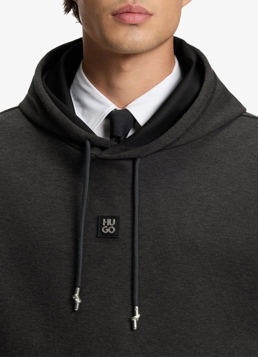 HUGO Hoodie met logo - detail 5 donkergrijs