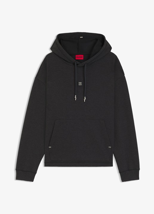 HUGO Hoodie met logo - voorkant 2 donkergrijs