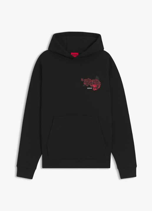 HUGO Hoodie met print - voorkant 2 zwart