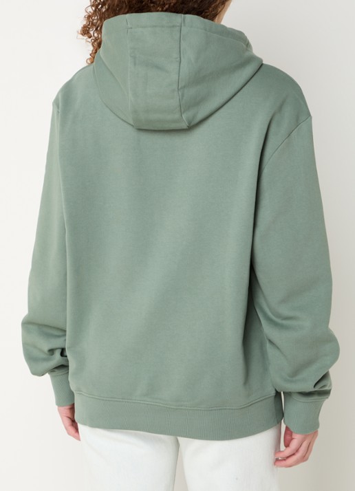 HUGO Hoodie van katoenen sweatstof met logoprint - achterkant open green-343 / groen