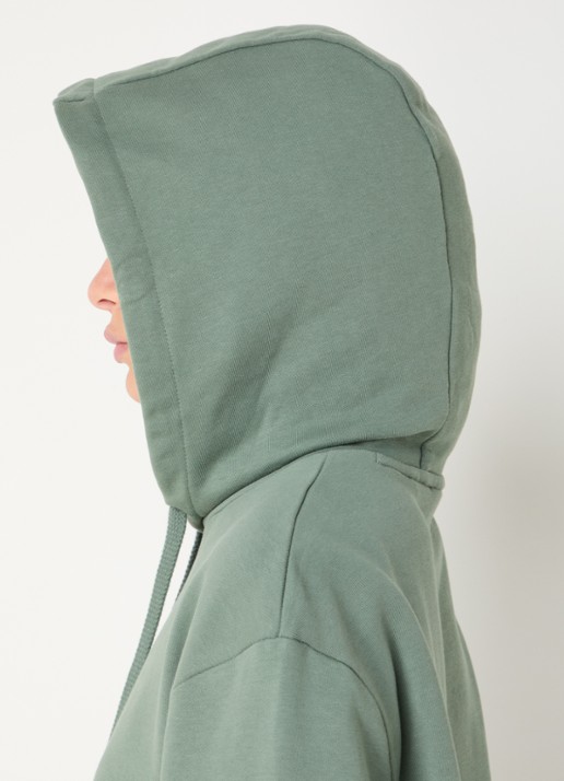 HUGO Hoodie van katoenen sweatstof met logoprint - detail 5 open green-343 / groen