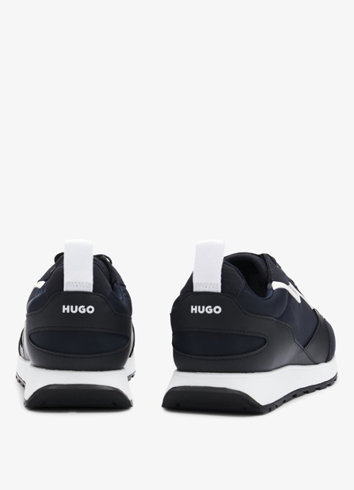HUGO Icelin Runn sneaker met suède details - achterkant 4 donkerblauw