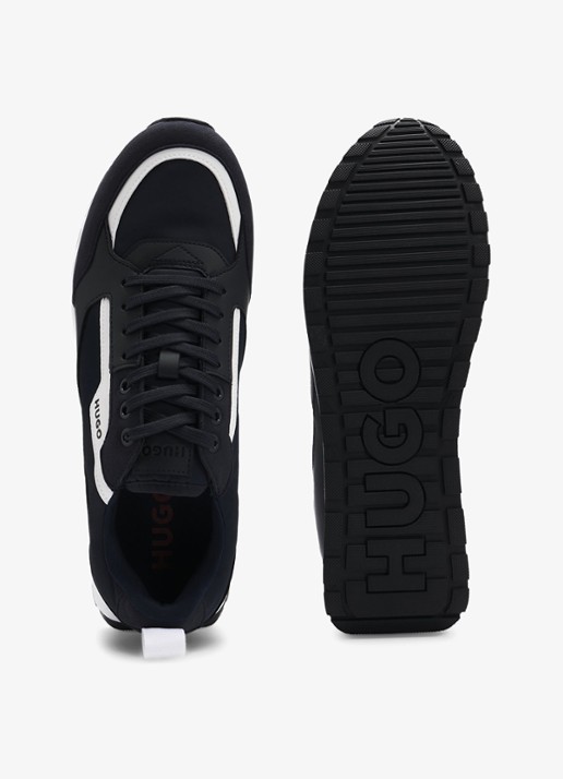 HUGO Icelin Runn sneaker met suède details - detail 2 donkerblauw