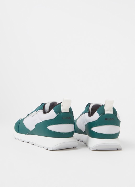 HUGO Icelin Runn sneaker met suède details - achterkant groen