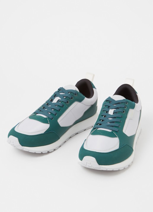 HUGO Icelin Runn sneaker met suède details - detail 3 groen