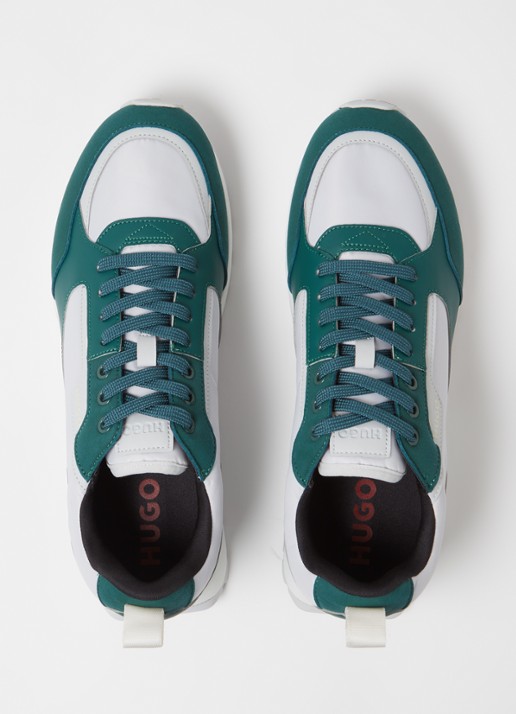 HUGO Icelin Runn sneaker met suède details - detail 4 groen