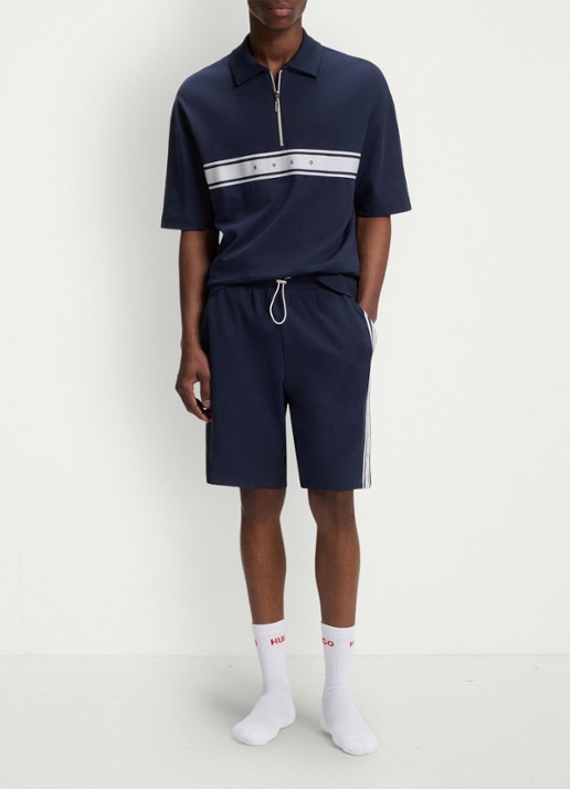 HUGO Korte broek met gestreept detail - voorkant 2 donkerblauw