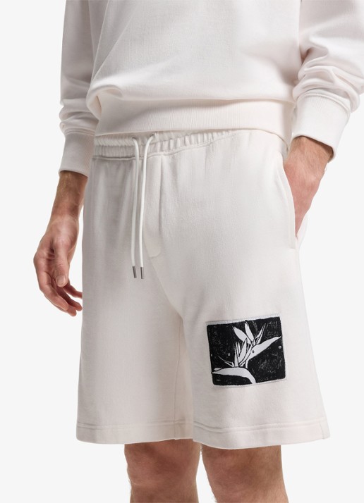 HUGO Korte broek van katoen - detail 4 creme