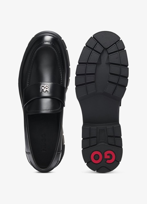 HUGO Loafer met logo - achterkant 2 zwart