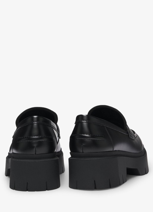 HUGO Loafer met logo - detail zwart