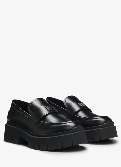HUGO Loafer met logo - voorkant 4 zwart