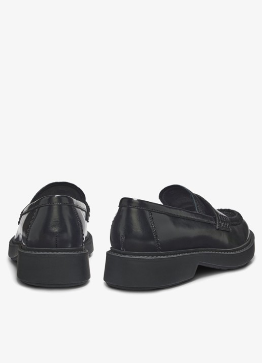 HUGO Loafer van leer met logo  - detail 2 zwart